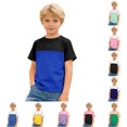 thumbnail image 1 of Boys Casual Contrast Short Sleeve Tee Shirt For Kids Comfortable Soft Top With Design Kids Loose Fit Basic Tees, 1 of 4