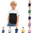 thumbnail image 1 of Boys Casual Contrast Short Sleeve Tee Shirt For Kids Comfortable Soft Top With Design Kids Loose Fit Basic Tees, 1 of 4