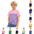 thumbnail image 1 of Boys Casual Contrast Short Sleeve Tee Shirt For Kids Comfortable Soft Top With Design Kids Loose Fit Basic Tees, 1 of 4