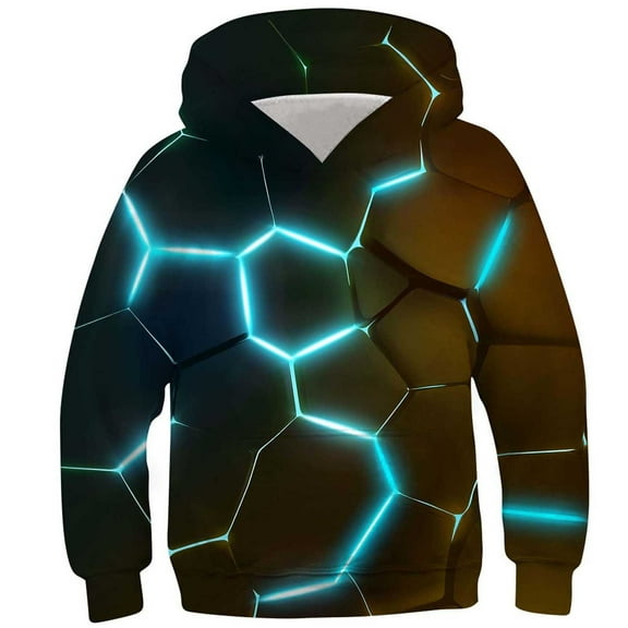 Boys Casual Crewneck Hoodie Sweatshirts Long Sleeve Cute Pullover Oversized Lightweight Fleece Tops Light Blue 11-12 Years