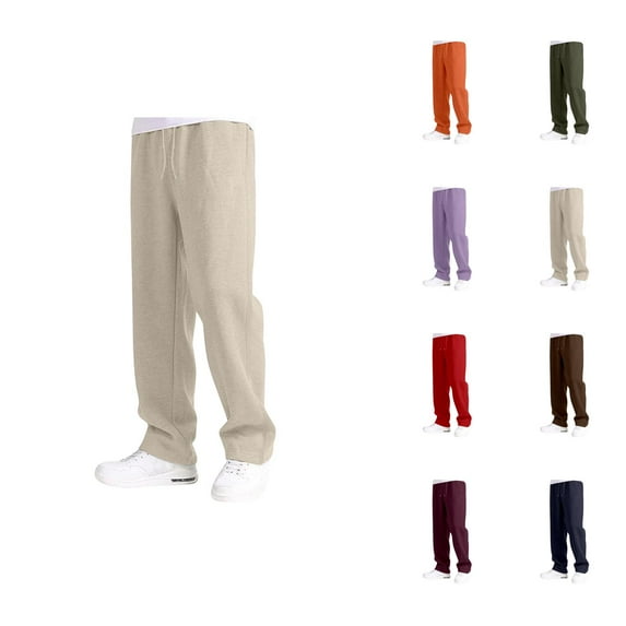 Boys Casual Elastic Waist Drawstring Loose Fit Wide Leg Joggers Sweatpants with Pockets, Comfortable Baggy Straight Open Bottom Athletic Long Pants for Kids 5-16 Years Daily Wear