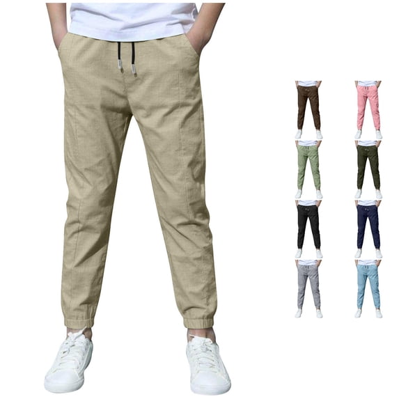 Boys Casual Jogger Pants for Everyday Wear Comfortable Elastic Waist Loose Fit Spring Summer Outfits Boys Size 12 11-12 Years
