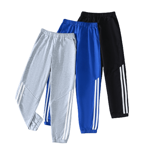 Boys Casual Joggers With Side Stripe, Solid Color Everyday Sports Sweatpants,3-Pack