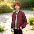 thumbnail image 1 of Boys Casual Lightweight Bomber Jackets Zipper Up Windproof Coat for Fall Winter Spring Outdoor Wearing (Wine), 1 of 9