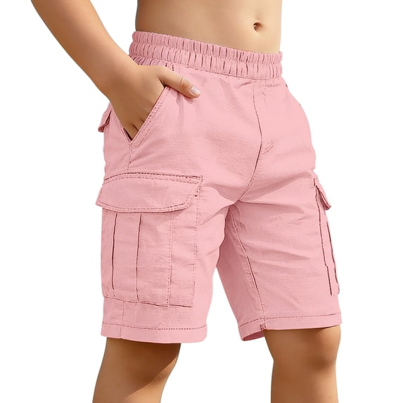Boys Casual Linen Shorts Kids 2026 Summer Casual School Uniform Pleated Golf Dress Short Baggy Cool Beach Shorts with Pockets