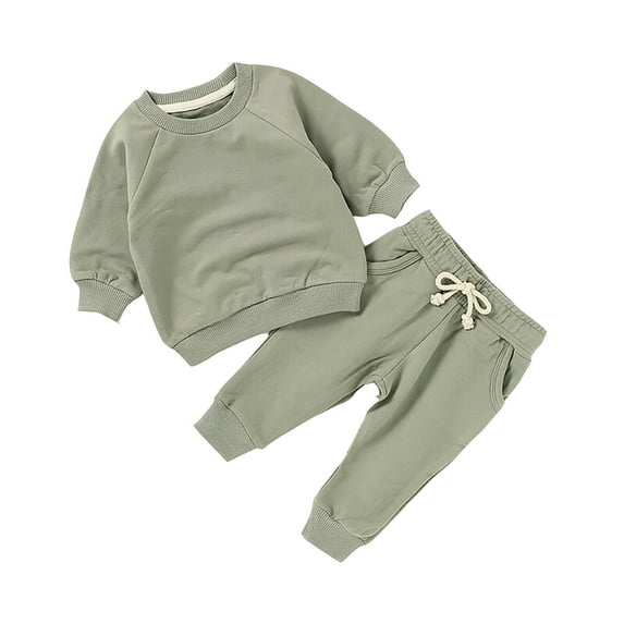 Boys Casual Long Sleeve Hoodie and Pants Set Soft Comfortable Solid Color Outfit for Kids Toddler Playwear