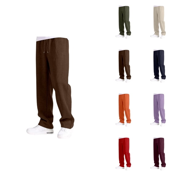 Boys Casual Loose Fit Wide Leg Joggers with Elastic Waist & Drawstring, Comfortable Daily Wear Sweatpants with Pockets, Straight Open Bottom Athletic Pants for Kids 5-16Y