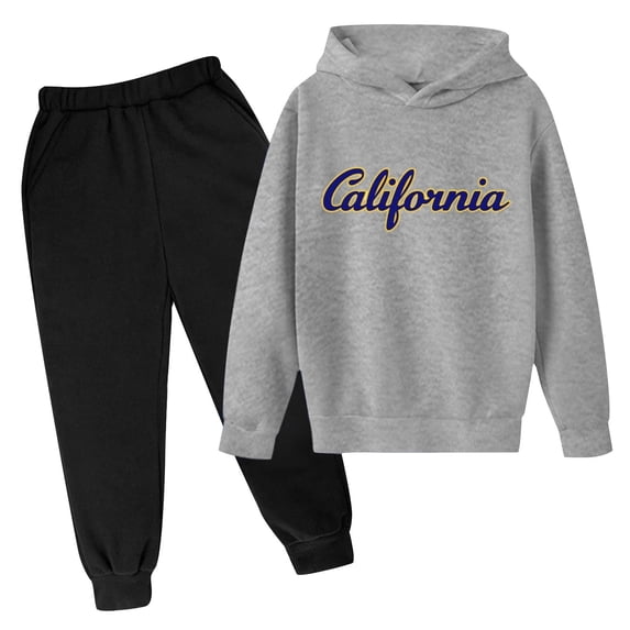 Boys Casual Outfit Sets Boys Sweatsuit Letter Print Athletic Long Sleeve Hoodie Pullover Jogger Sweatpants For Boys Fall Winter Outfit Grey 9-10 Years