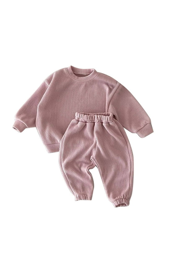 Boys Casual Outfit Sets Solid Long Sleeve Long Pants Boys Tracksuit,Pink,80