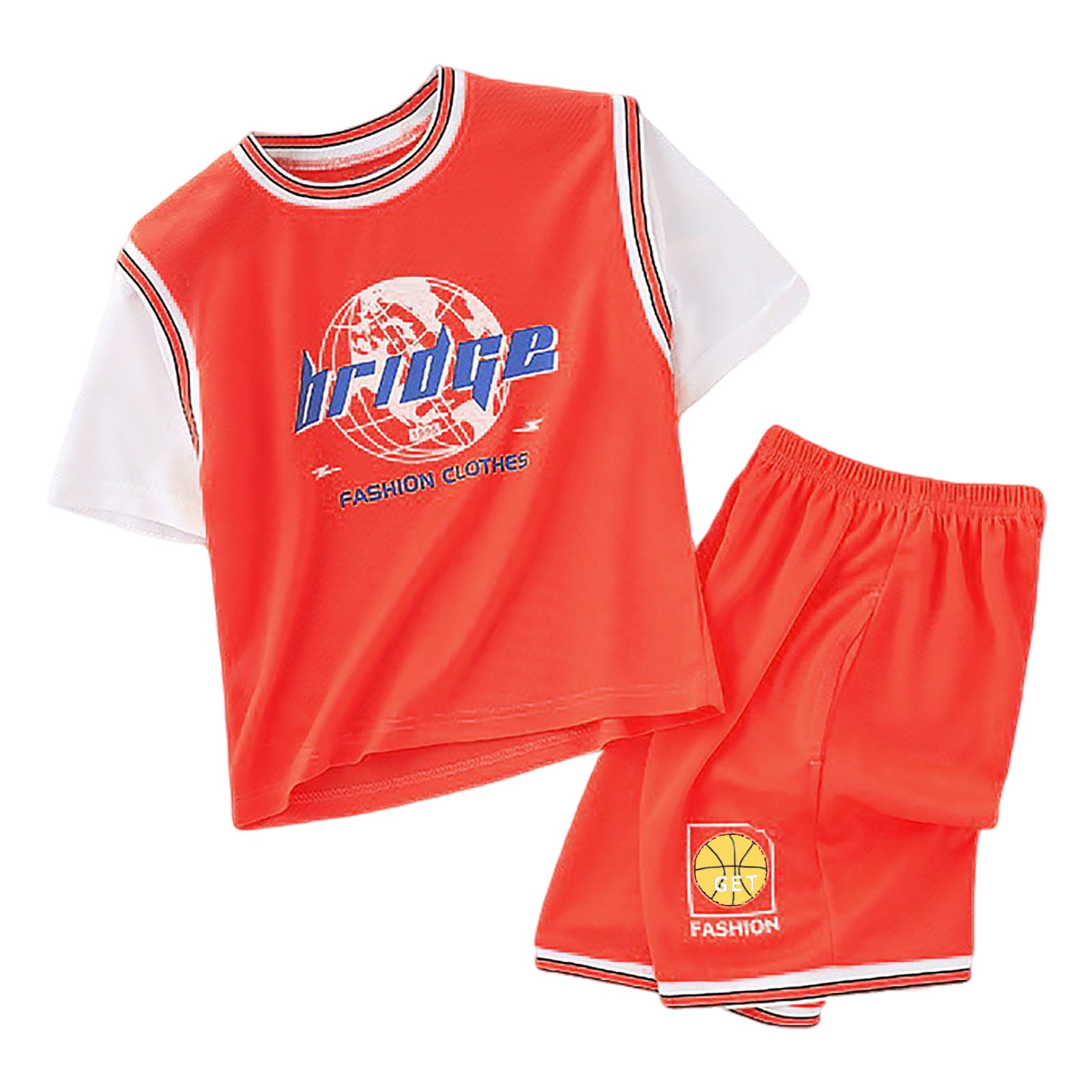 2pcs Boys Teen Casual Graffiti Round Neck T-shirt & Shorts Set Clothes For Summer