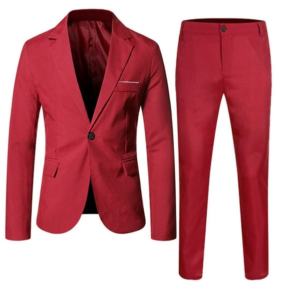 Boys Casual Outfit Sets Teen Solid Color V Neck Botton Down Long Sleeve Formal Tops And Pants Two Piece Suit Sportwear,Red,18-19 Years