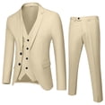 thumbnail image 1 of Boys Casual Outfit Sets Teen Solid Color V Neck Botton Down Long Sleeve Formal Tops Vest And Pants Three Piece Suit Holiday Wear,Beige,18-19 Years, 1 of 2
