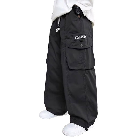 Toddler Boys Casual Pants Straight Leg Wide Cargo Pants Summer Loose Fit with Sneakers for Kids Size 4-5T