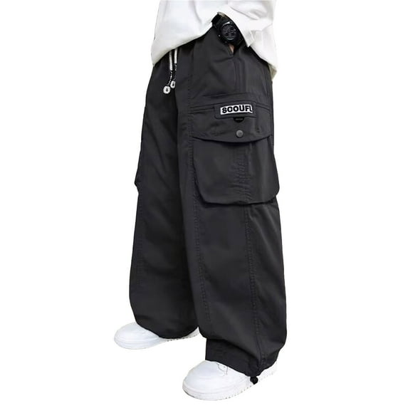 Toddler Boys Casual Pants Straight Leg Wide Cargo Pants Summer Loose Fit with Sneakers for Kids Size 4-5T