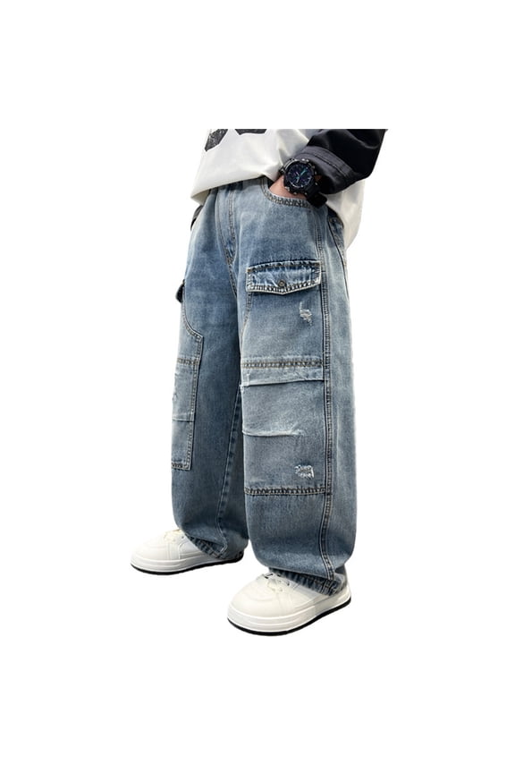 Boys Casual Pants With Elastic Waist Durable Play Clothes