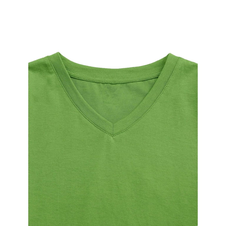 Boys Casual Plain V neck Lime Green Boys T-Shirts 9Y