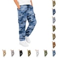 thumbnail image 1 of Boys Casual Print Cargo Pants With Utility Pockets Long Trousers For Outdoor Play, j-Blue, 7-8 Years, 1 of 5