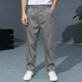 thumbnail image 1 of Boys' Casual Pull-On Pants with Elastic Waistband and Side Pockets Lightweight Loose Fit Breathable Trousers for School Uniform Outdoor Hiking Everyday Wear, 1 of 9