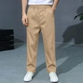thumbnail image 1 of Boys' Casual Pull-On Pants with Elastic Waistband and Side Pockets Lightweight Loose Fit Breathable Trousers for School Uniform Outdoor Hiking Everyday Wear, 1 of 9