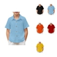 thumbnail image 1 of Boys Casual Short Sleeve Button Down Shirt Fashion Textured Summer Beach Shirt 3-14 Years, 1 of 4