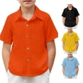 thumbnail image 1 of Boys Casual Short Sleeve Button Down Shirt Fashion Textured Summer Beach Shirt 5 14 Years Long Sleeve Tees Kids 9-10 Years, 1 of 4