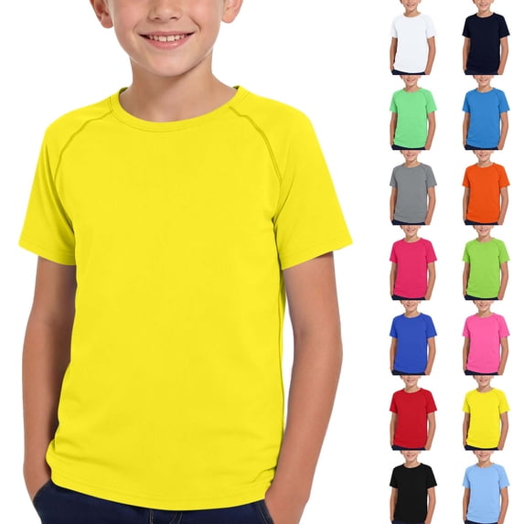 Boys Casual Short Sleeve T Shirt Crew Neck Lightweight Breathable Basic Tee Kids Everyday Comfort Soft Athletic School Top