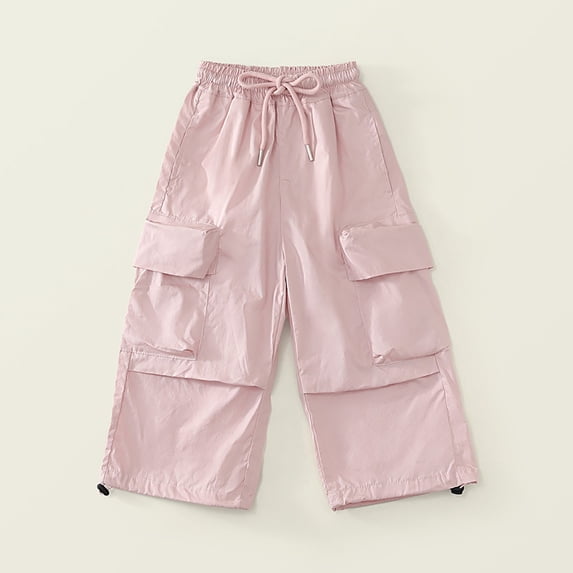 Boys Casual Solid Color Loose Fit Pocket Work Pants