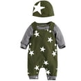 thumbnail image 1 of Boys Casual Star Print Outfit Overall Pants Long Sleeve Shirt Hat Three Piece Fall Kids Clothes, 1 of 9