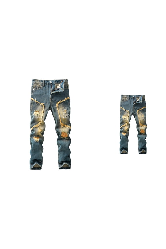 Boys' Casual Streetwear Jeans with Elastic Waist and Pockets, Baggy Hop Trousers for Summer Outdoor Play and Work Comfort