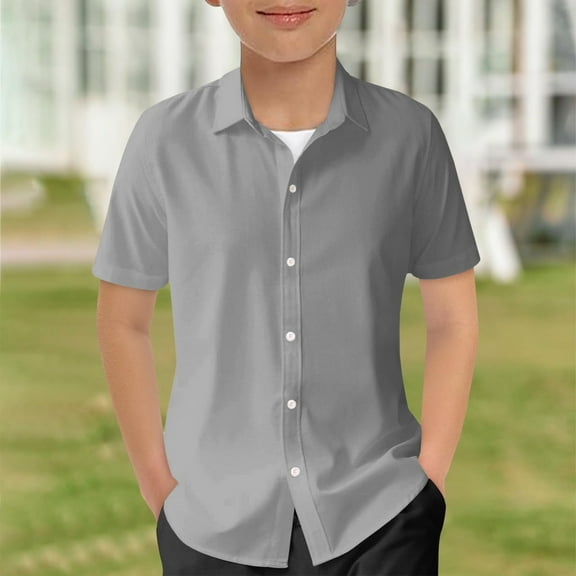 Boys Casual Summer Short Sleeve Button Down Shirts for Kids Cool Beach Style Gradient Print Tops