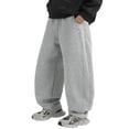 thumbnail image 1 of Boys Casual Sweatpants Elastic Waist Baggy Trousers Boys Athletic Pants Size 16 Open Bottom School Athletic Sweat Pants with Pockets Size 8-9 Years Grey, 1 of 8