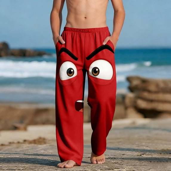 Boys Casual Sweatpants Funny Graphic Print Active Trousers Elastic Waist Lounge Pants Joggers with Pockets for Kids Workout Training Relaxed Fit Bottoms