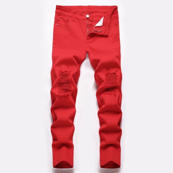Boys Casual Washed Ripped Jeans, Kids Straight Leg Denim Pants 10-13 Years