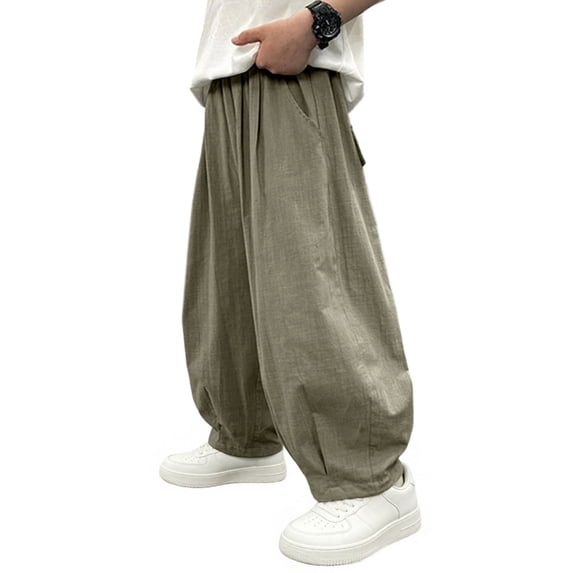 Boys Casual Wide Leg Pants Loose Relaxed Fit Elastic Waist Drawstring Lightweight Breathable Trousers for Lounge Yoga Everyday Wear Baggy Lantern Sweatpants Back to School