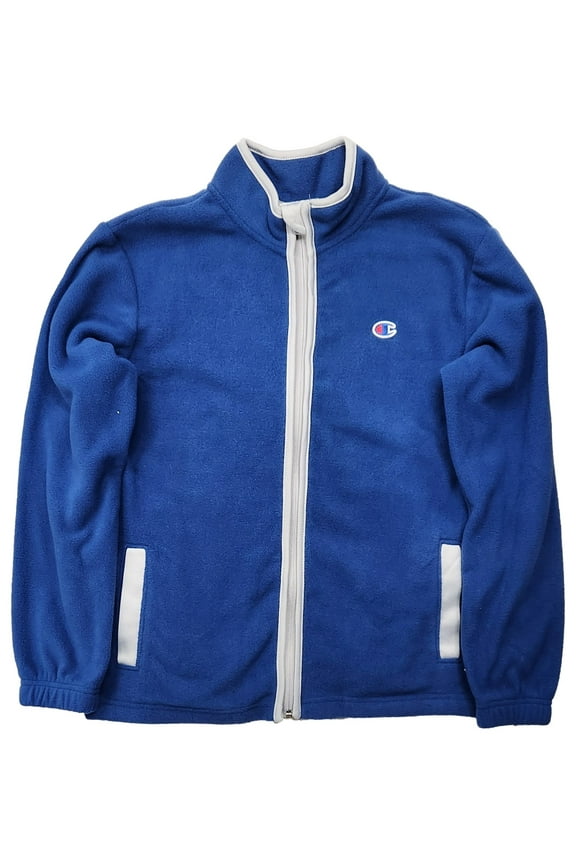 Boys Champion Blue Fleece Full Zip Front Athletic Jacket Sweatshirt Medium 10-12