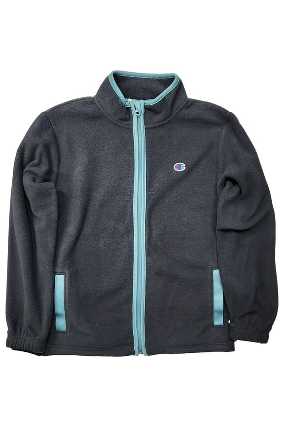 Boys Champion Gray Fleece Full Zip Front Athletic Jacket Sweatshirt Medium 10-12