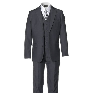 Boys Charcoal Grey Slim Fit Suit 2 Button 5 Piece by Fouger