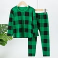 thumbnail image 1 of Boys Chessboard Plaid Long Sleeve Shirt & Pant Set Pure Cotton Pamajas Set (Green 120/6T), 1 of 4
