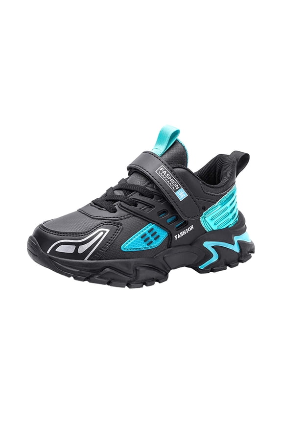 Boys Child Pu Leather Slip On Sneakers Lightweight Breathable Knit Athletic Running Shoes for Kids