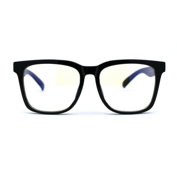 Boys Child Size Rectangle Horn Rim Blue Light Blocking Computer Glasses Black