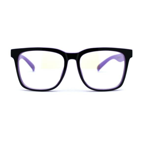 Boys Child Size Rectangle Horn Rim Blue Light Blocking Computer Glasses Purple