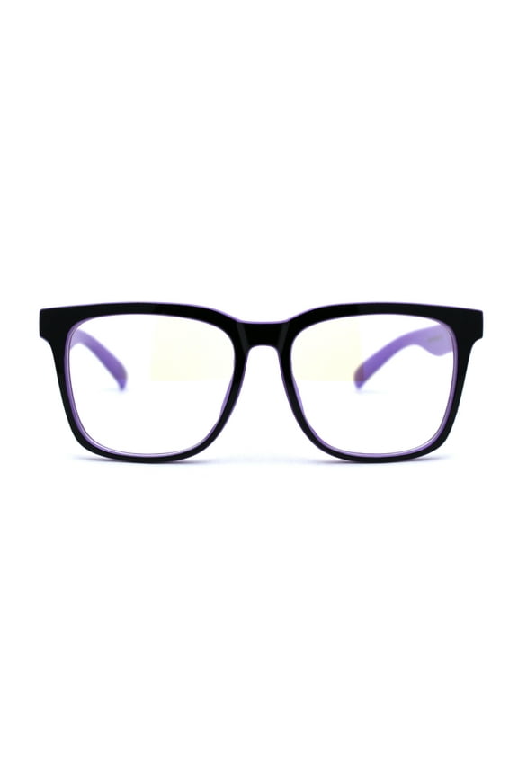 Boys Child Size Rectangle Horn Rim Blue Light Blocking Computer Glasses Purple