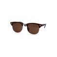 thumbnail image 1 of Boys Child Size Woodgrain Print Hipster Half Rim Sunglasses All Brown, 1 of 4