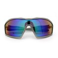 thumbnail image 1 of Boys Child Size Wrap Shield Aerodynamic Sport Plastic Sunglasses Silver - Teal Mirror, 1 of 8