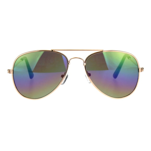 Boys Childerns Color Mirror Metal Rim Officer Sunglasses Rainbow