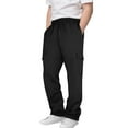 thumbnail image 1 of Boys Childrens Cargo Sweatpants Trendy Elastic Waist Casual Sports Pants Solid Color Lightweight Jogger Trousers with Pockets Black 13 Years, 1 of 7