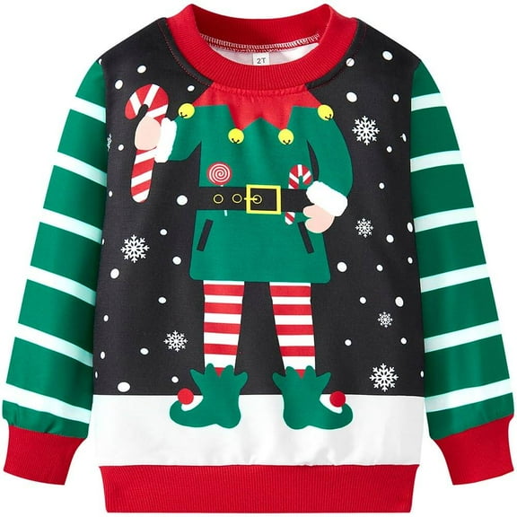 Boys Christmas Crewneck Sweatshirts Holiday Winter Sweater Long Sleeve Pullover Shirts 3T/532