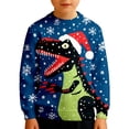 thumbnail image 1 of Boys Christmas Dinosaur Pattern Crewneck Thermal Pullover for Winter Holiday and Casual Wear, 1 of 5