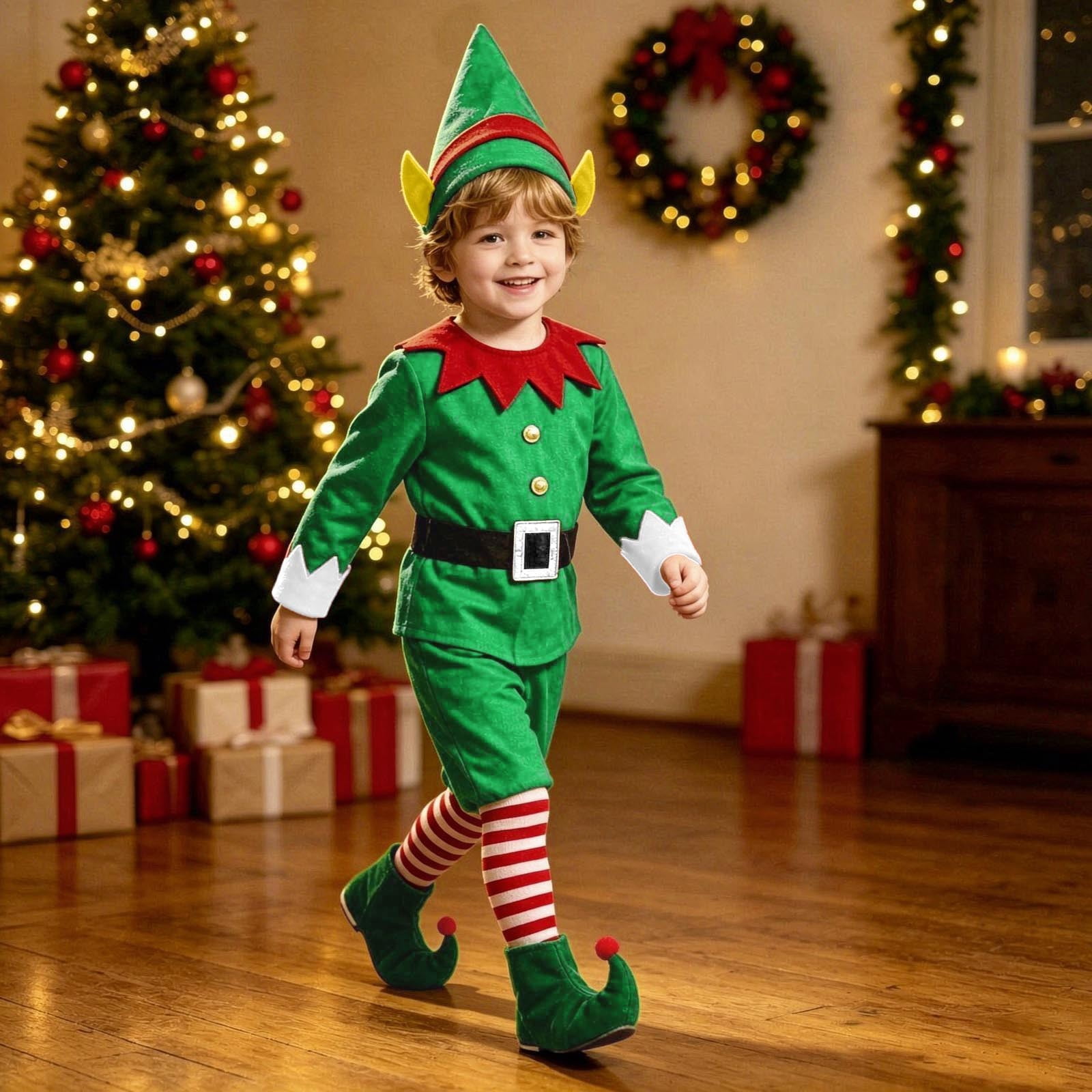 Boys' Christmas Elf Outfit – Breathable Set for Easy Wear - Walmart.com