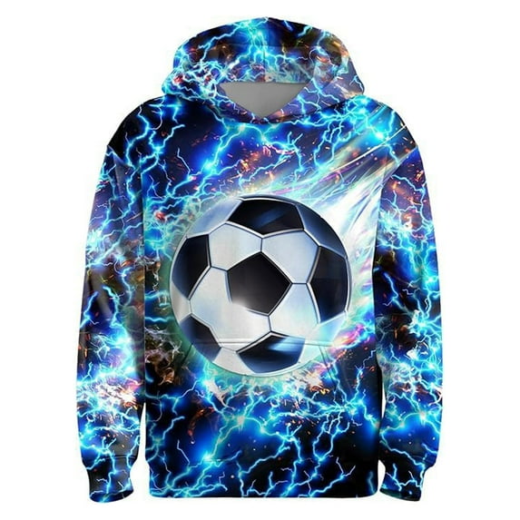 Boys Christmas Long Sleeve Hooded Sweatshirt Digital Print Athletic Series Loose Fit Sportswear Top Kids Youth Clothes